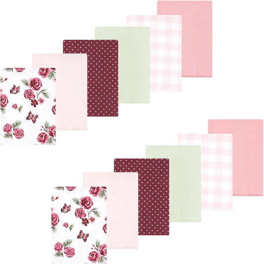 Luvable Friends Hudson Baby Flannel Burp Cloths 12pk, Rose Garden