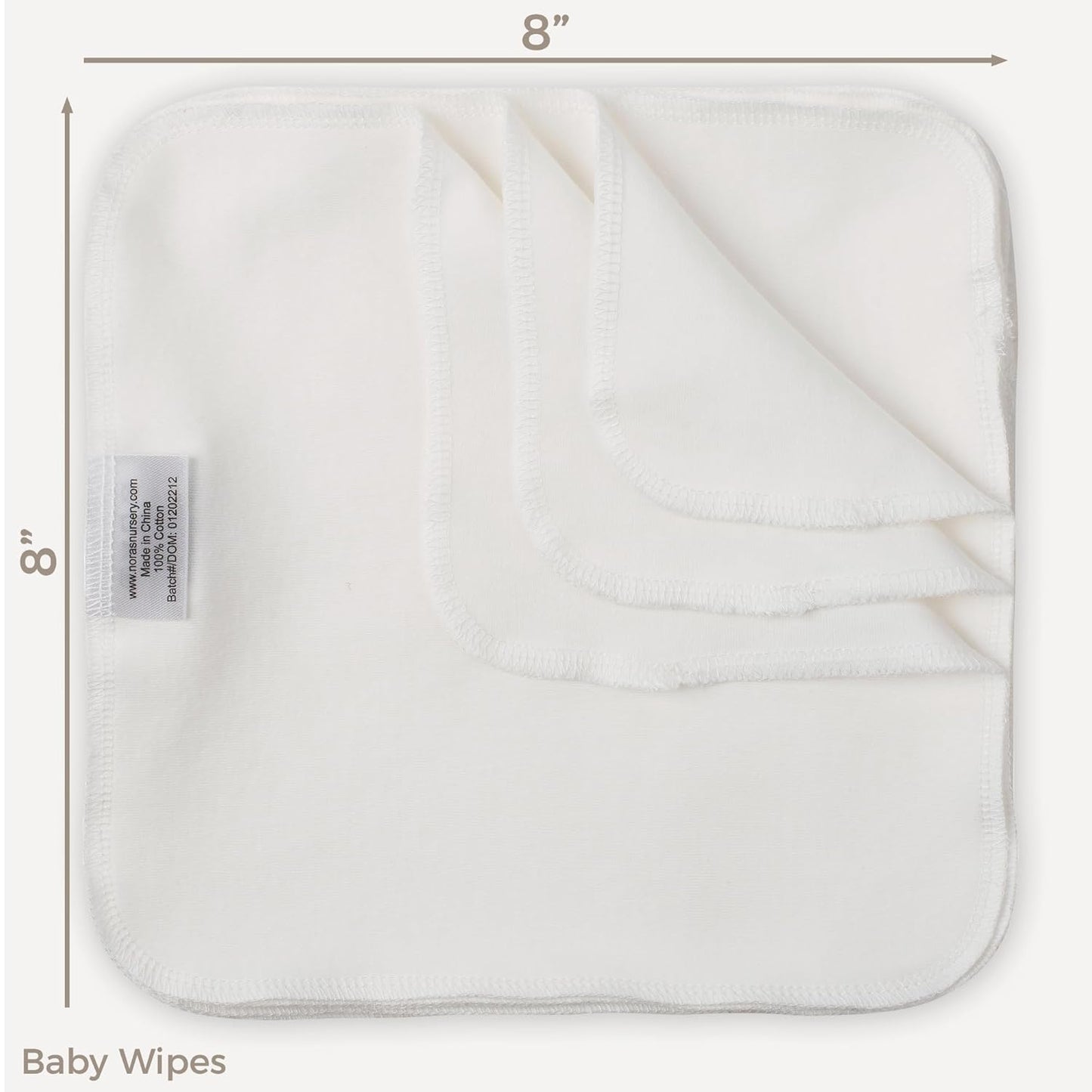 Nora's Nursery Reusable Baby Wipes, 100% Cotton Washcloths, Soft and Absorbent Towels for Newborn Bath and Face, Includes 20 Wipes with 1 Waterproof Pod for On-The-Go Moms,- Rose