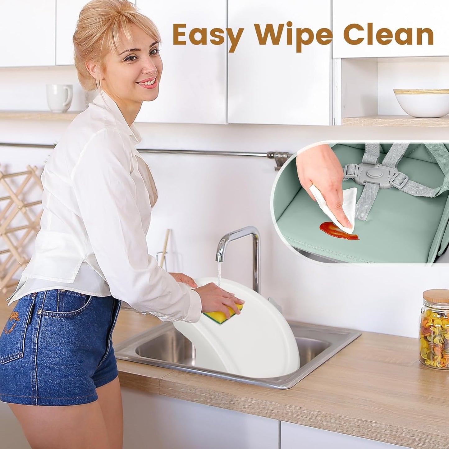 Ezebaby Convertible Baby High Chair with Table & Seat, 8-in-1 Adjustable Toddler Feeding Chair, Multi-Stage Infant to Kid Dining Booster Seat with Safety Harness, Easy to Clean & Sturdy Design(Green)