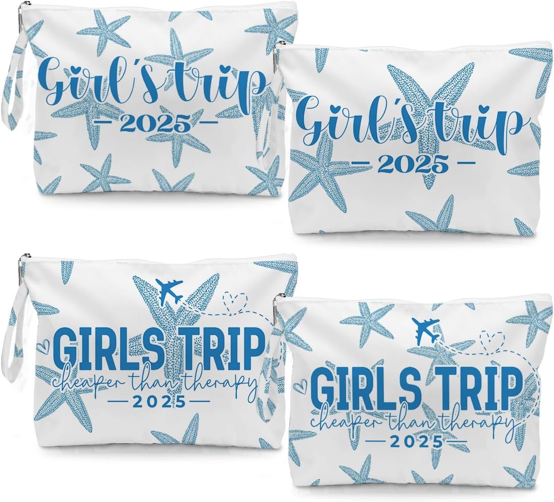 Fokongna 4PCS Girls Trip Gifts Favors Starfish Wet Bag Wet Dry Bag Beach Bag for Swimsuit Toiletry Bag Travel Essentials For Women, Beach Travel Gym Wet Dry Bag for Swimsuit Dirty Diaper Bag