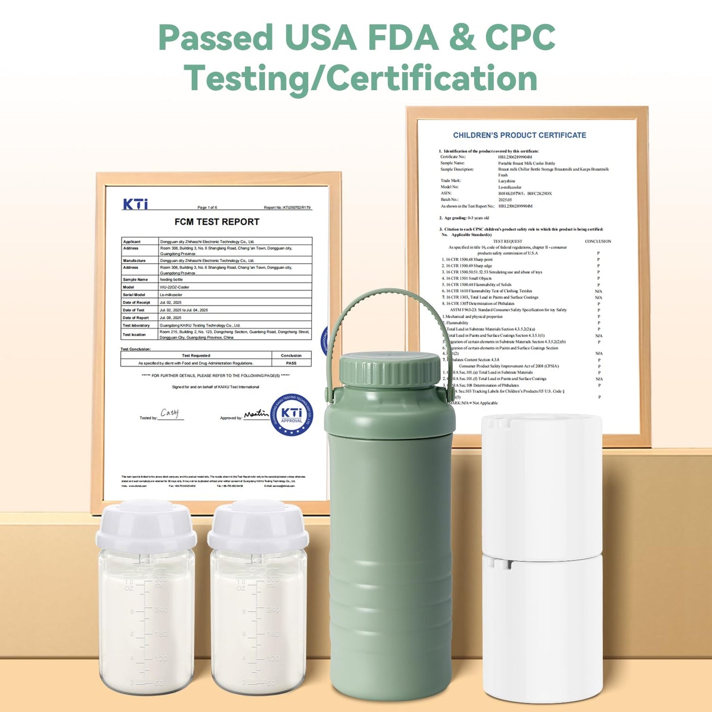 Portable Breast Milk Cooler Bottle, 22oz Capacity Breastmilk Chiller for Travel Mom, 360° Cooling Keeps Milk Fresh for 24 Hours, Breastfeeding Essentials with 2pcs Bottle for Breastmilk Storage