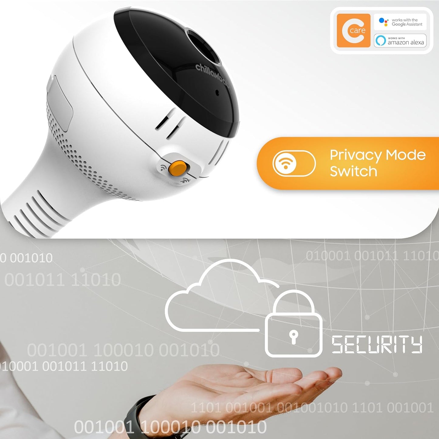 CHILLAX Giraffe Pro Portable Baby Monitor–Video Baby Monitor for Travel with Battery Base Stand,HD 1080p Camera and 5”Screen, Privacy Protection WiFi ON-Off Switch, Gooseneck Design, Night Vision