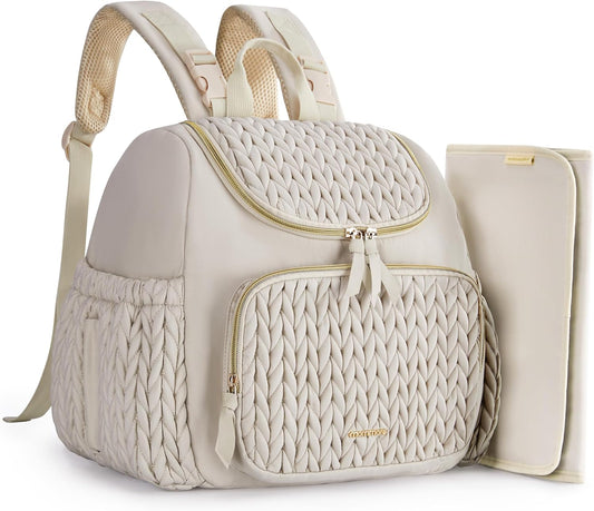 mommore Diaper Bag Small Diaper Backpack Stylish Baby Travel Backpacks with Insulated Pockets, Changing Pad, Stroller Straps