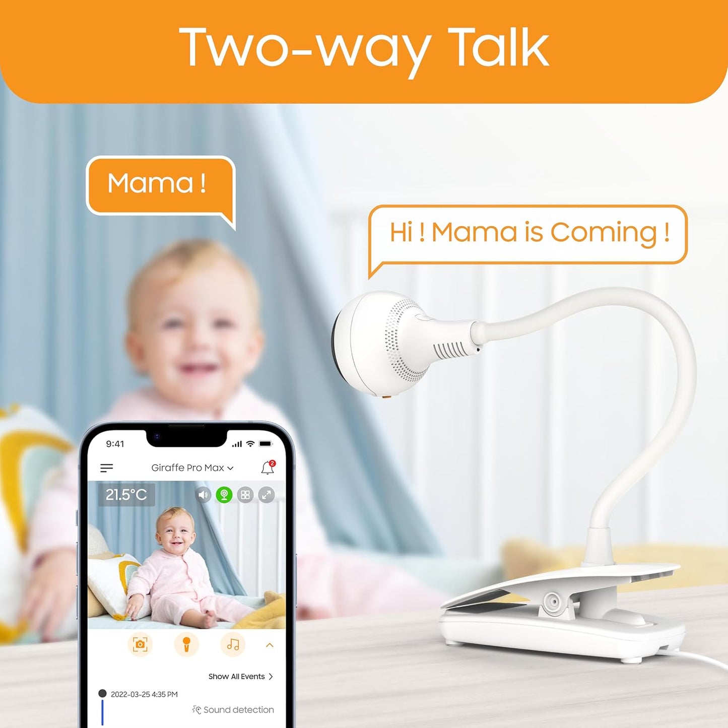 CHILLAX Giraffe Pro Max Baby Monitor, 1080p Full HD Camera with 5” 720p Screen, Privacy Mode, Flexible Gooseneck, Auto-Dimming LED, Two-Way Talk, and Night Vision, Video with Camera and Audio