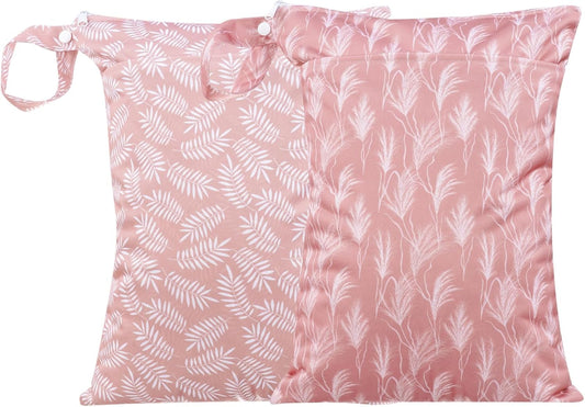 Wet Dry Bags with Two Zippered Pockets and Handle, Reusable Storage Bag for Breast Pump Parts & Baby Items, Waterproof Diaper Bags, Yoga Gym Bag for Swimsuits or Wet Clothes-2pcs, 11.8*15.75"