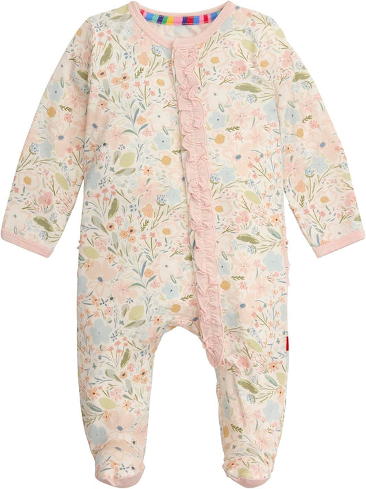 Magnetic Me Girls Modal Magnetic Baby Footie Pajamas | Silky Soft Modal Fabric | Baby Sleepers Available Sizes PRE - 24M
