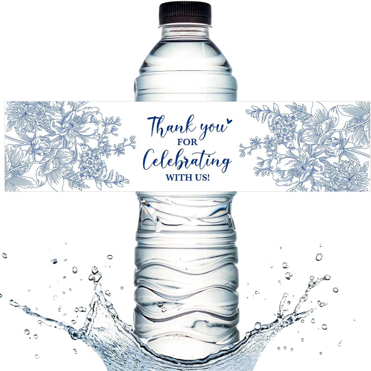 100PCS Wedding Water Bottle Labels Waterproof Greenery Floral Wraps Sticker for Water Bottle Baby Shower Bottle Label for Bridal Shower Party Thanks A18