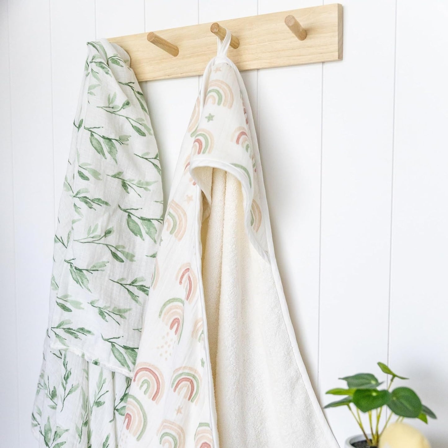 Crane Baby Hooded Towel, 100% Cotton & Terry Cloth Hooded Baby Towels for Boys & Girls, Boho Rainbow, 30" w x 30" h, Hooded Baby Beach Towel, Baby Pool Towel, Baby Bath Towel, Hooded Towels for Baby