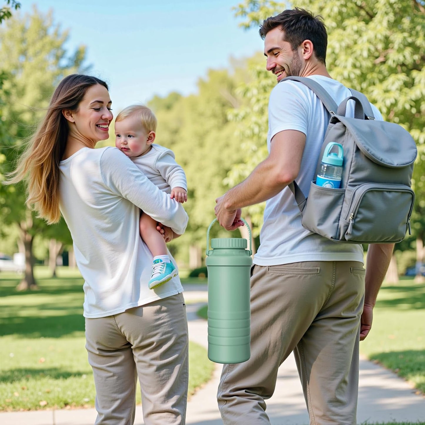 Portable Breast Milk Cooler Bottle - 22oz Breastmilk Chiller for Outdoor Travel Mom, Keeps Milk Fresh Cooling for 24 Hours, Breastfeeding Essentials with 2pcs Bottle for Breastmilk Storage