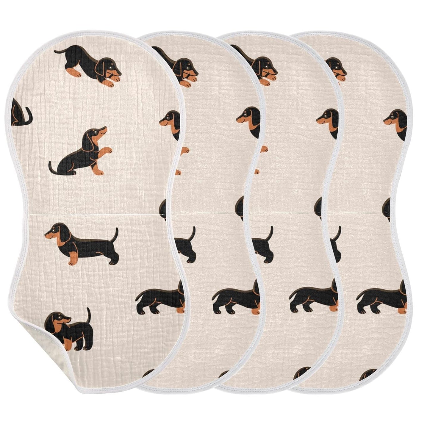Muslin Baby Burp Cloths Set of 2, Soft Absorbent Cute Dogs Dachshunds Muslin Washcloths, Bibs, Face Towel for Newborn Boys Girls, 22 x 11 Inch