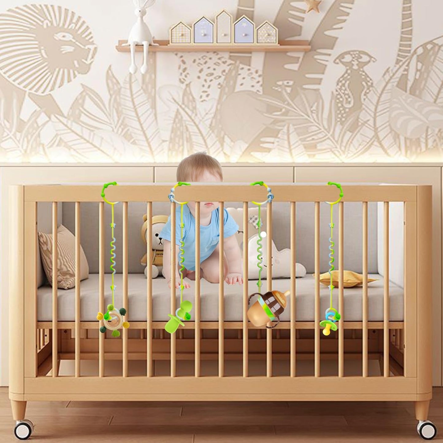 RTMOK Silicone Pacifier Clip,Applies to Car Seat,High Chair,Stroller Accessories,Cribs,Rocking Chair