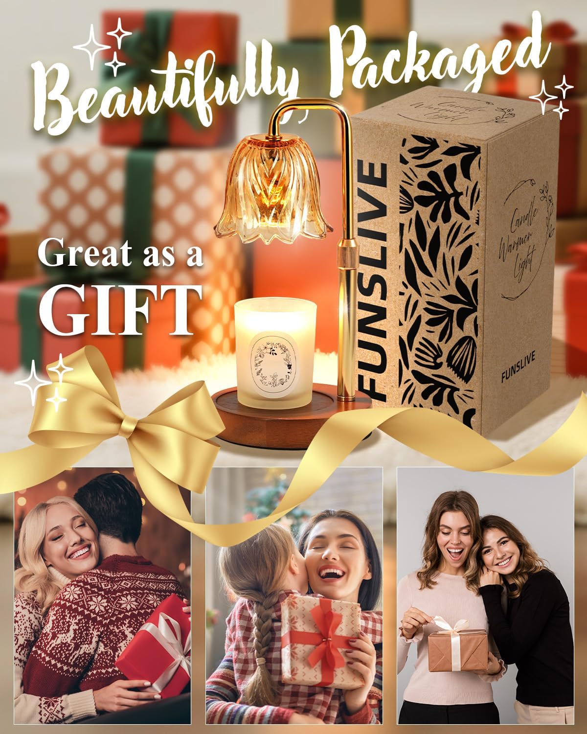 Flower Candle Warmer Lamp with Timer Dimmable, Candle Warming Lamp Height Adjustable, Birthday Gifts for Women Mom, Candles Warmer Light for Jar Candles, Christmas Gifts, House Warming Gifts New Home