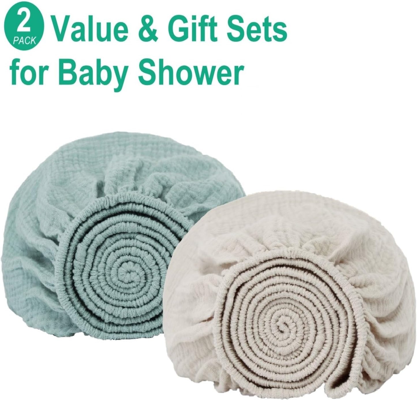 Muslin Fitted Crib Sheets for Girls & Boys-2 Pack 28"x 52" Soft Baby Mattress Sheet-No Slip Boho Neutral Breathable Toddler Cotton Bedding Sage Green & Beige