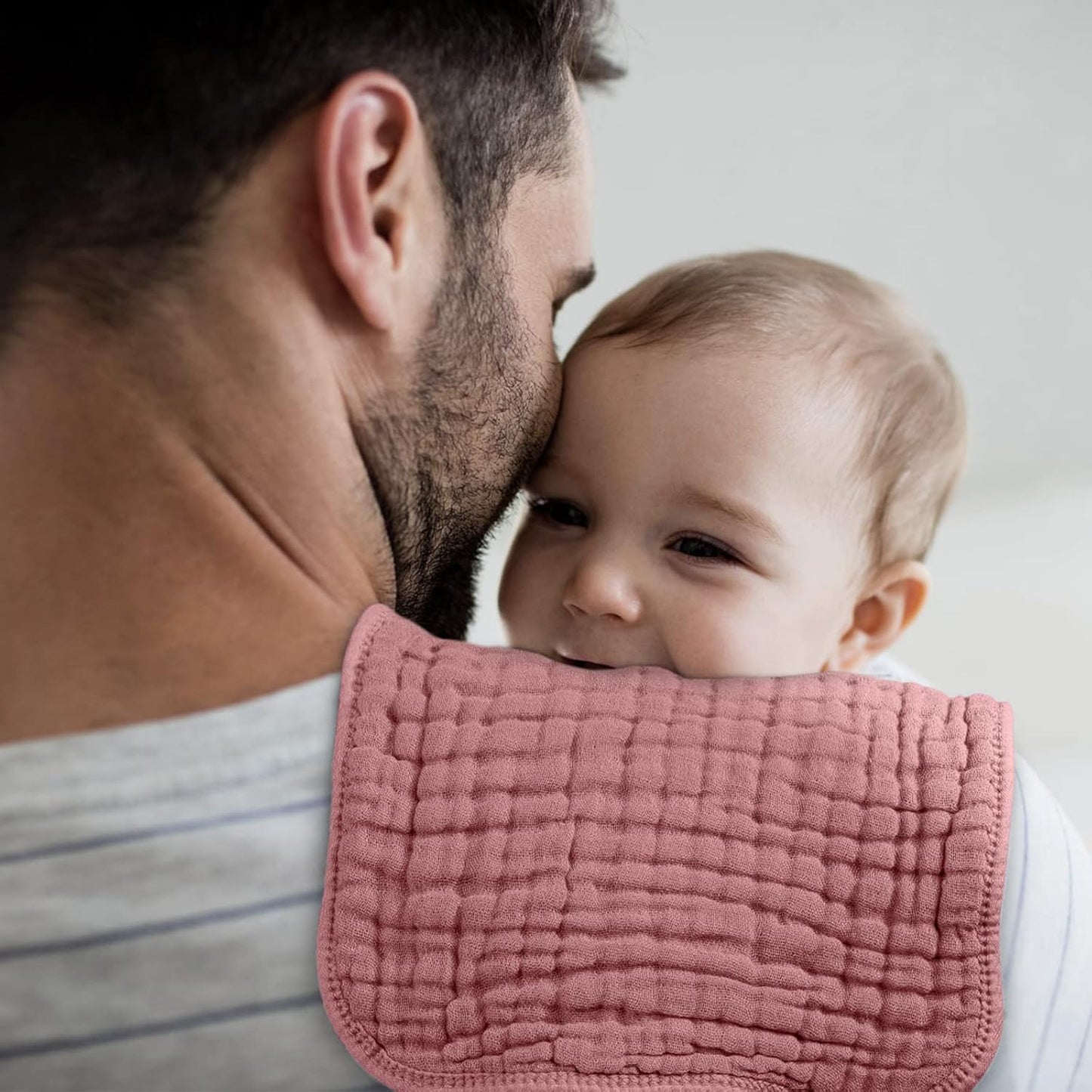 Looxii Muslin Burp Cloths 100% Cotton Muslin Cloths 12 Pack Large 20''x10'' Extra Soft and Absorbent Baby Burping Cloth for Boys and Girls (Bean Paste)