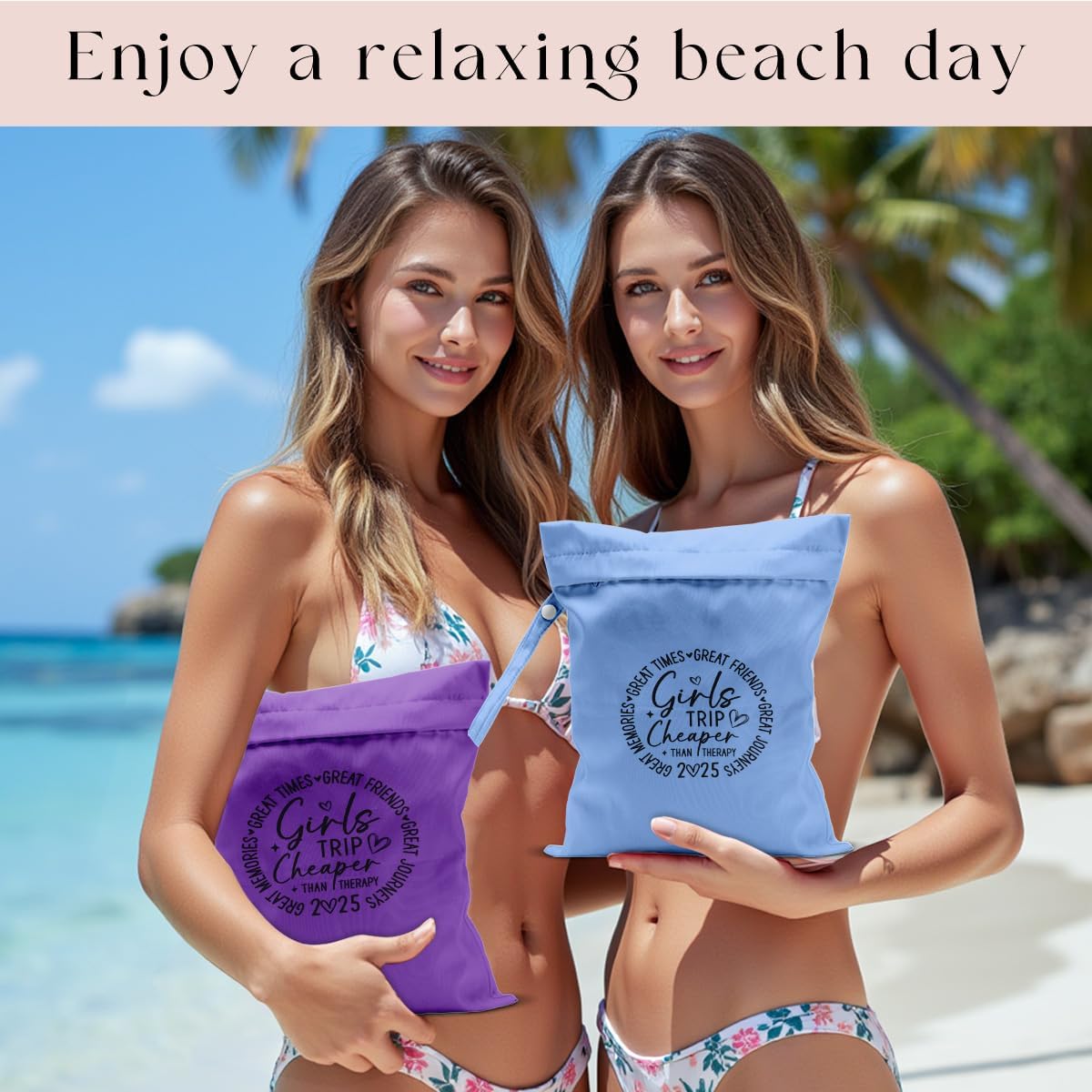 2Pcs Girls Trip Gifts Wet Dry Bag, Beach Bag Wet Bag Favors Aloha Bags, Sunscreen Bags Swimsuit Toiletry Travel Essentials For Women, For Beach Travel Laundry bags Dirty Diaper Swimsuit Gifts
