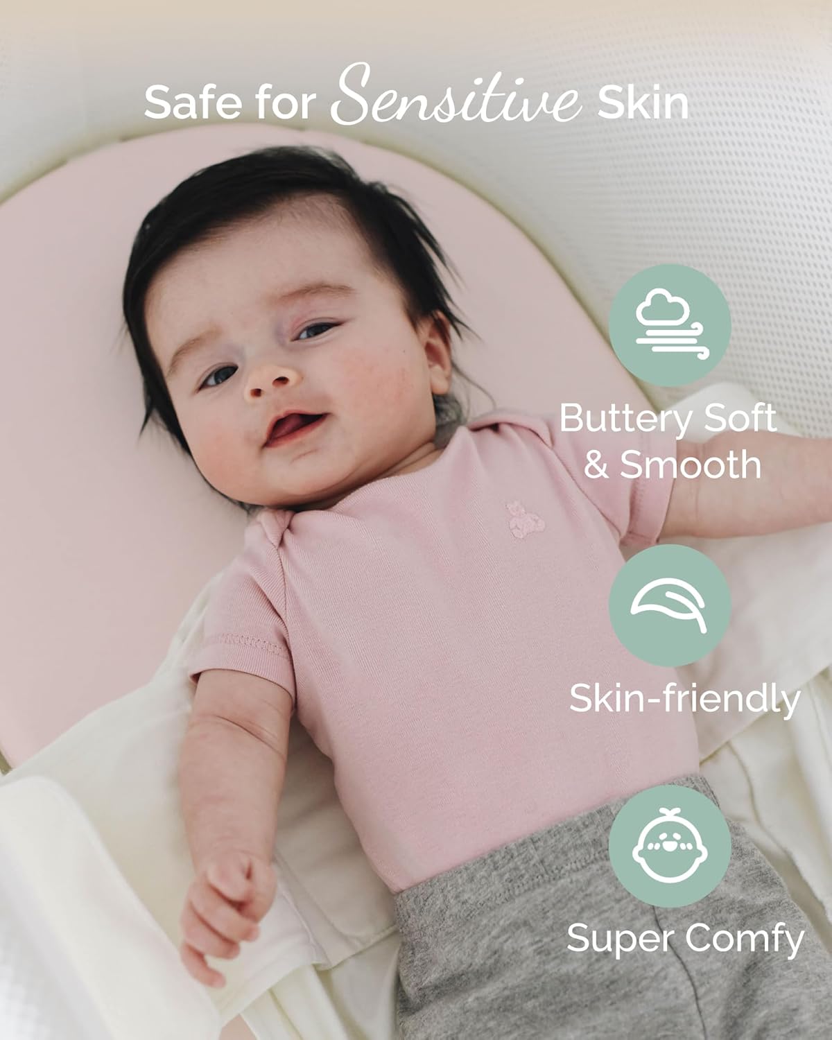 Bedside Sleeper Bassinet Sheets 35x20 for MiClassic, Milliard Bassinet and Large Bedside Sleepers - Buttery Soft, Premium Stretchy Jersey Knit Sheets - Pale Pink + Lavendar + Cloud, 3 Pack
