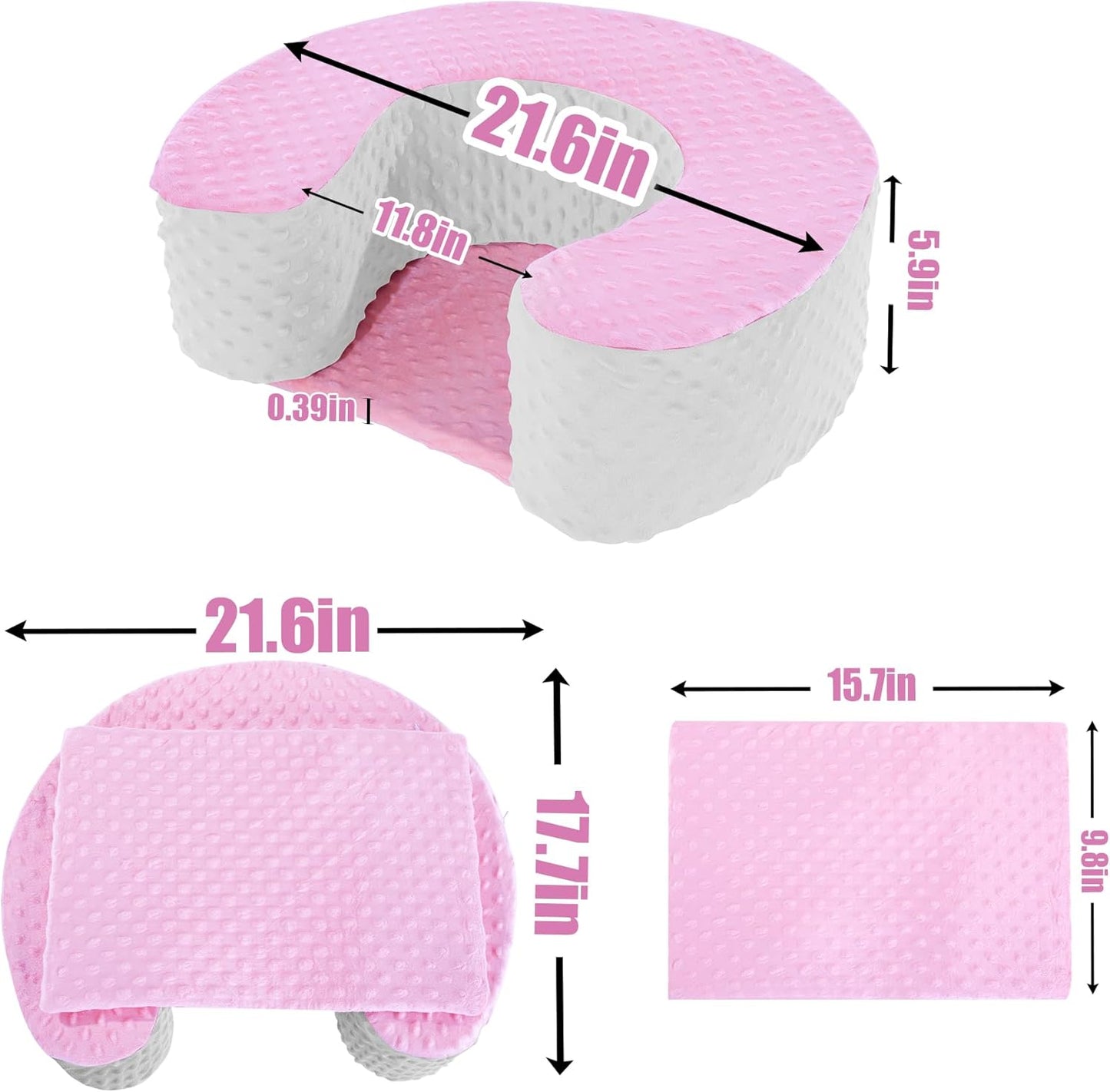 MABOZOO Sit Up Pillow for Baby, Foam Baby Floor Seat Support Seat Sitting Pillow for Sit Balance, Soft Infant Sitting Support Ring for Babies, Infants and Toddlers (Pink)