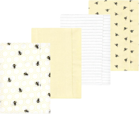 Luvable Friends Hudson Baby Flannel Burp Cloths 4pk, Golden Bees