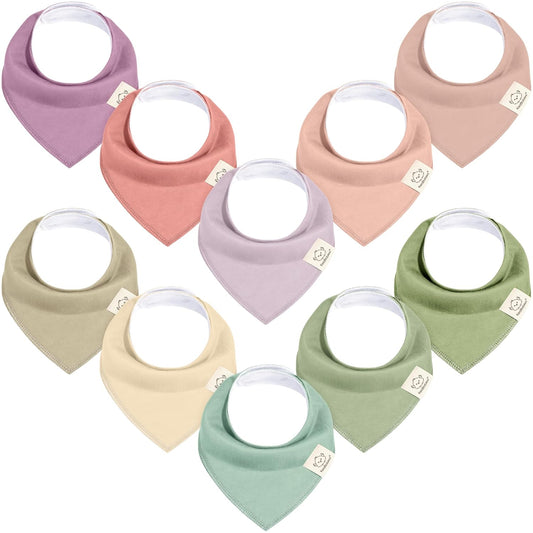 KeaBabies 10-Pack Organic Baby Bandana Bibs for Girls - Super Absorbent Triangle Baby Bibs for Drooling and Teething Infant, 100% Cotton Extra Soft for Newborn, Infant 0-36 Months (Cupcake)