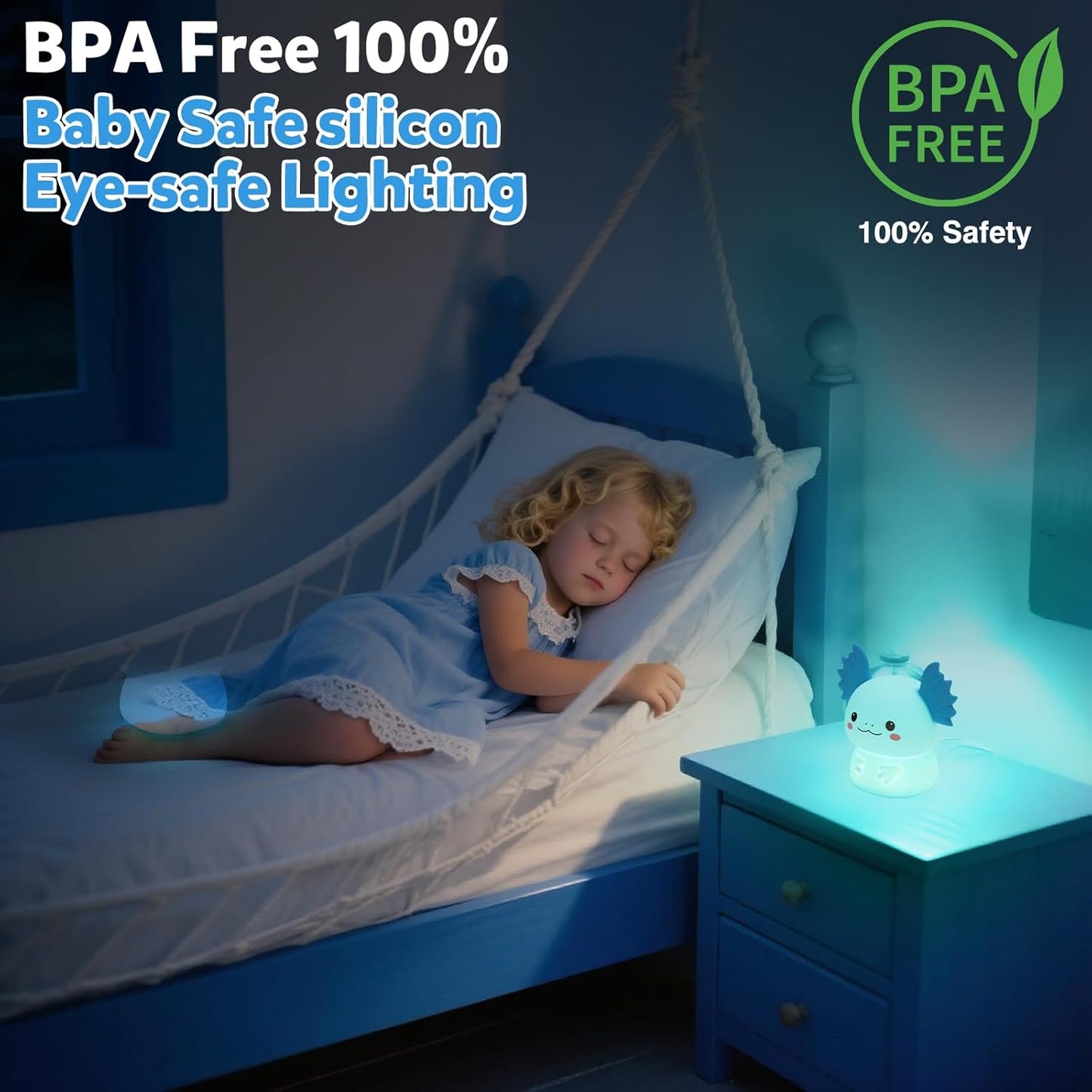 Axolotl Night Light for Kids, 7-Color Changing & 3 Adjustable Brightness Levels,Rechargeable Silicone Bedside Lamp, Animal Night Lamp for Kids Room,Gift for Boys & Girls,Axolotl Nightlight