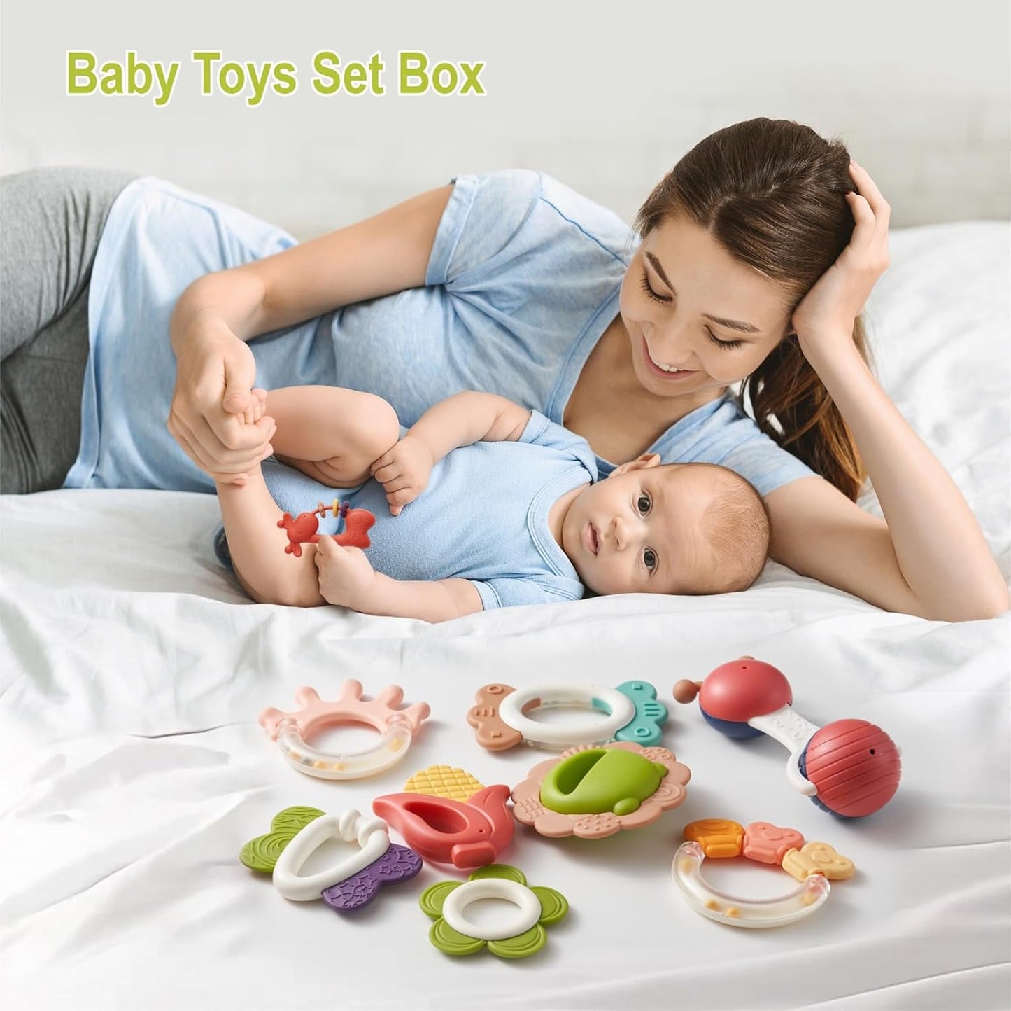 Baby Rattles TeetherToys for Babies 3-6 Months, Infant Toys 6-12 Months, Baby Gift Teething Toy