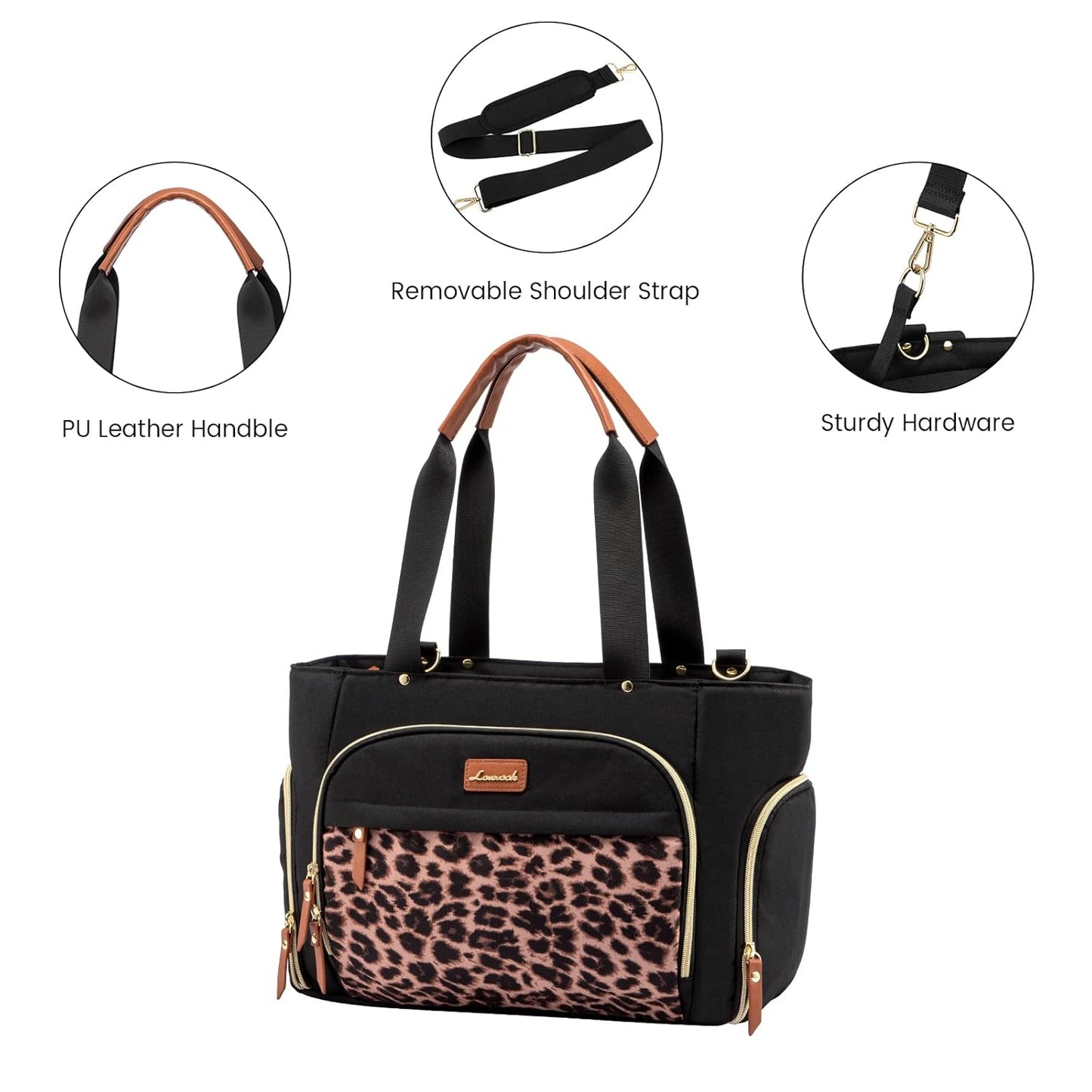 LOVEVOOK Breast Pump Bag & Diaper Tote - 3Pc Set for Breastfeeding Moms - Laptop Pocket, Cooler & Changing Pad - Fits Most Pumps