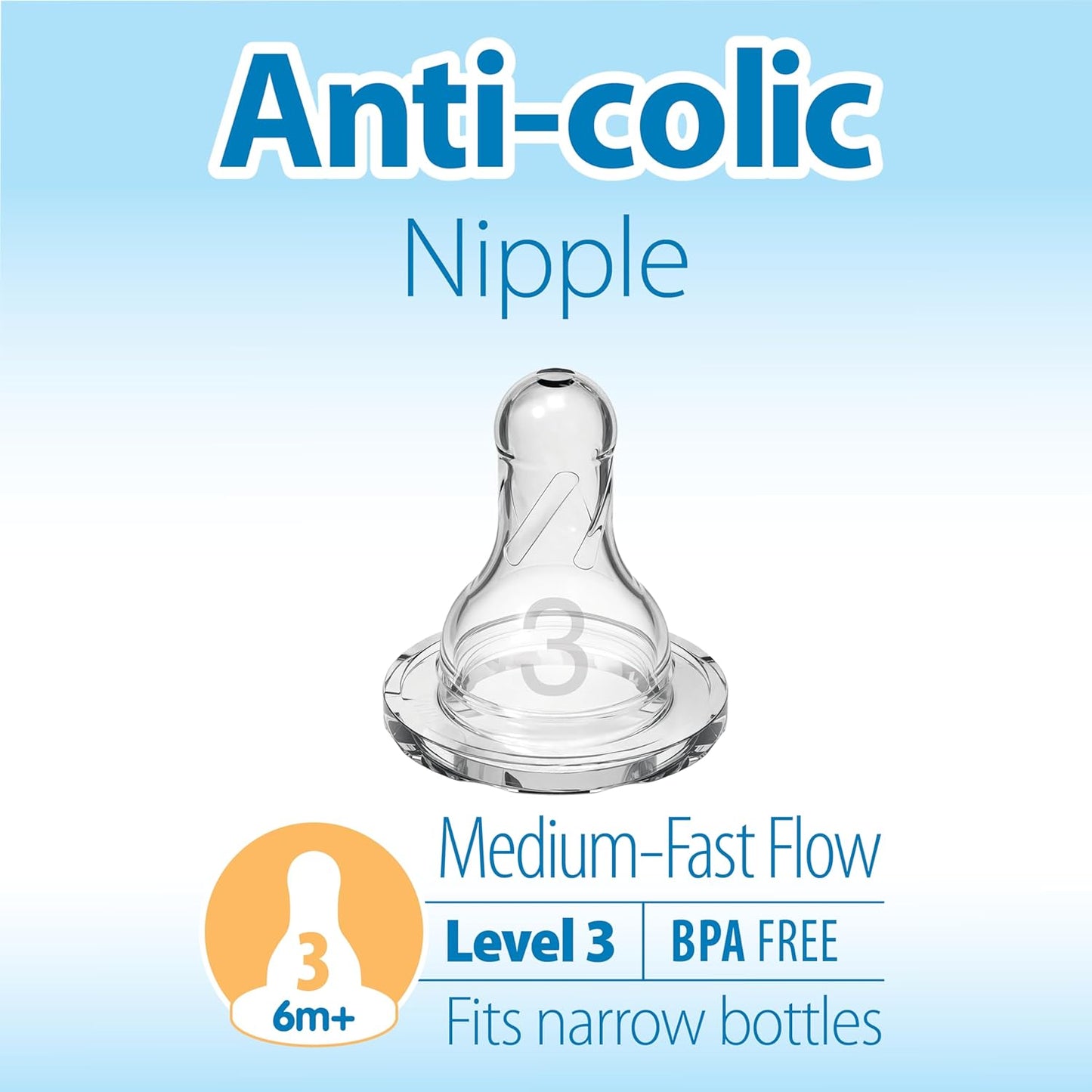 Dr. Brown's Original Nipple, Level 3 (6m+), 6 Count