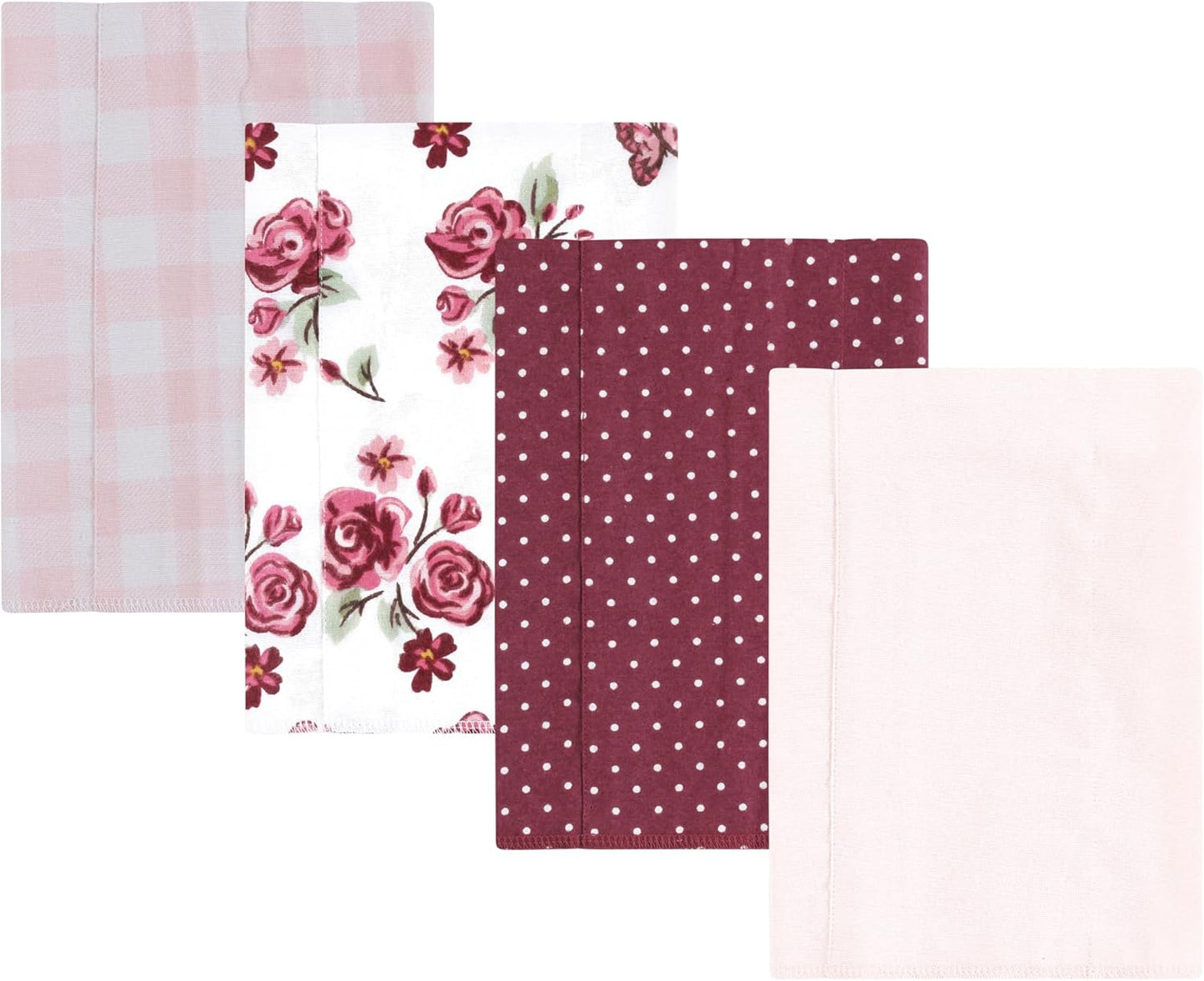 Luvable Friends Hudson Baby Flannel Burp Cloths 4pk, Rose Garden