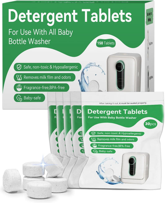 IAGREEA Detergent Washing Tablets 150 PCS, Suitable for Bottle Washers, Compatible with All Brands Baby Bottle Washers, Safe, Healthy and Pollution-Free, Odorless, Highly Effective in Removing Stains
