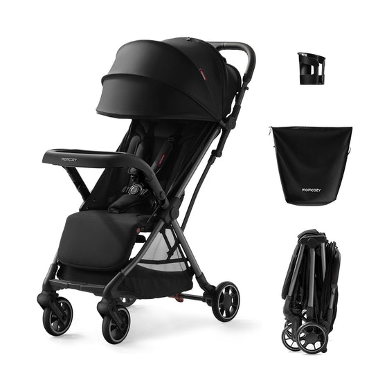 Momcozy ClickGo Lightweight Stroller, Compact Travel Stroller for Airplane with One-Click Fold, Baby Strollers and Toddler Stroller with Large Canopy for Kids from 0 Months, Extendable UPF50+ Canopy