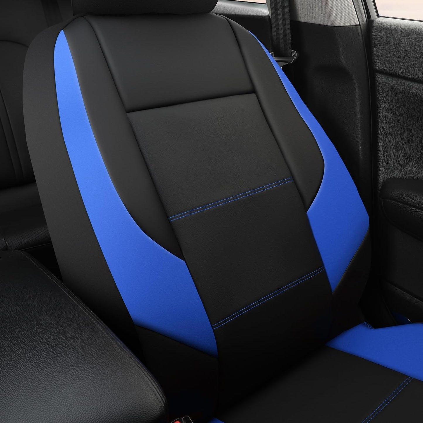 GIANT PANDA Front Car Seat Cover for Kia, Leather Bucket Seat Protectors Waterproof, Custom Fit Kia Sorento Sportage Forte Telluride K5 Seltos Soul Optima Carnival (2-Pack Blue)