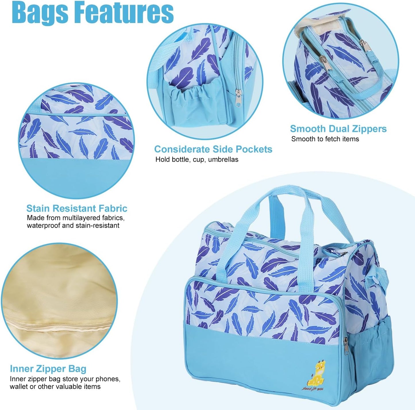 5PCS Baby Diaper Bag Set, Large Baby Doll Diaper Backpack