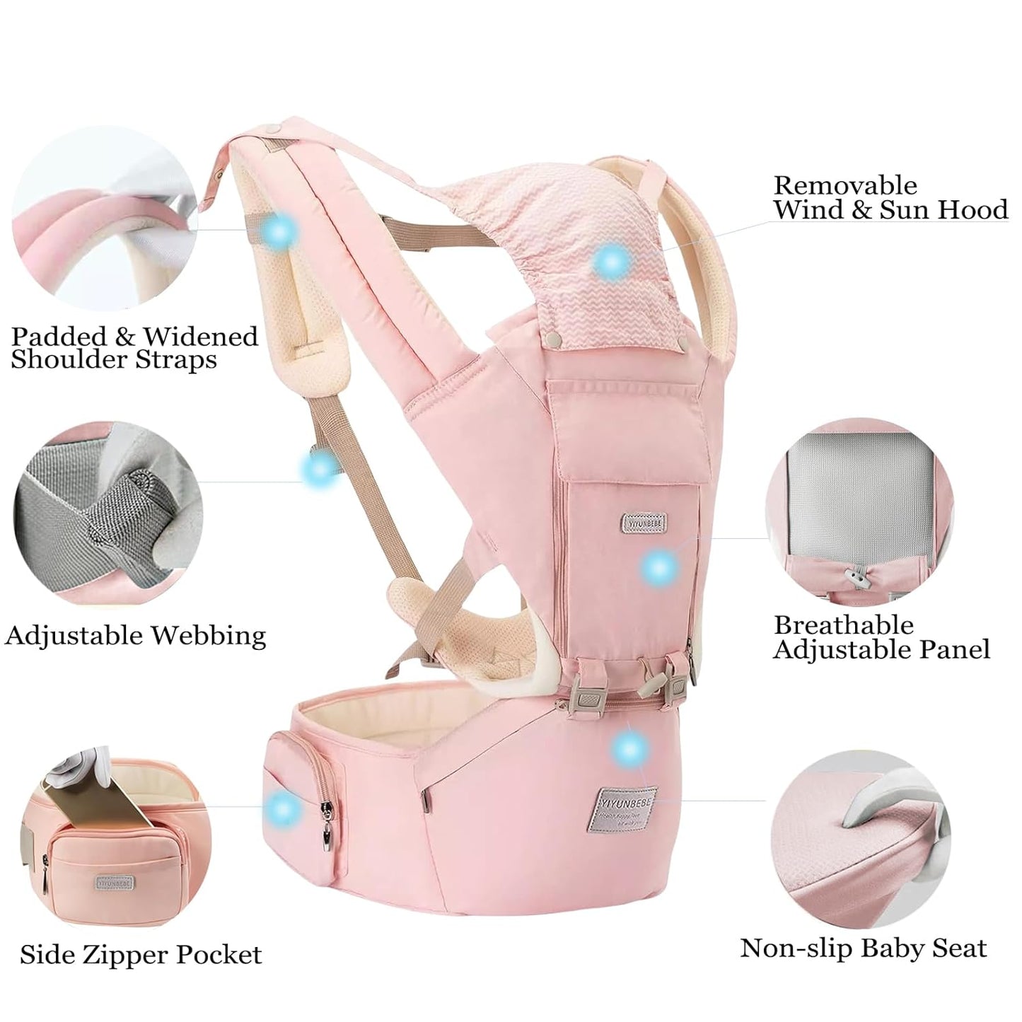 Baby Carrier Newborn to Toddler Baby Carriers with Seat Infant Baby Holder Backpack Baby Carriers Front and Back for Carrying and Hiking (Pink)