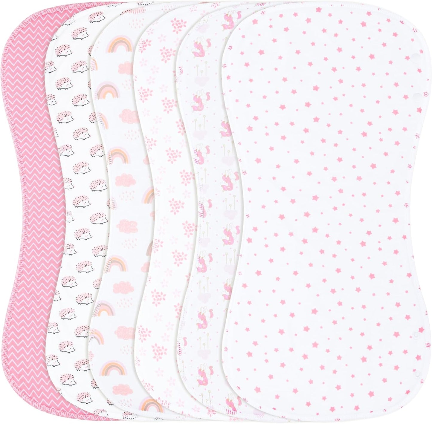 2-in-1 Burp Cloths and Baby Bibs - 6 Pack Large Super Absorbent Soft Cotton Burping Cloths for Spit Up, 3 Layers Thick Baby Burp Rags for Girls & Boys