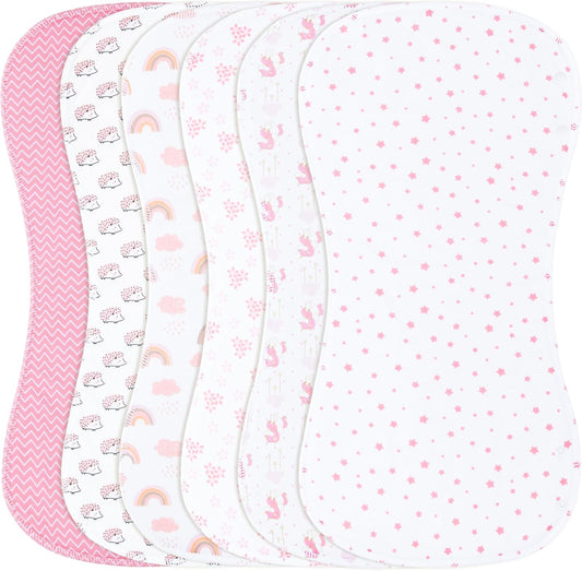 2-in-1 Burp Cloths and Baby Bibs - 6 Pack Large Super Absorbent Soft Cotton Burping Cloths for Spit Up, 3 Layers Thick Baby Burp Rags for Girls & Boys