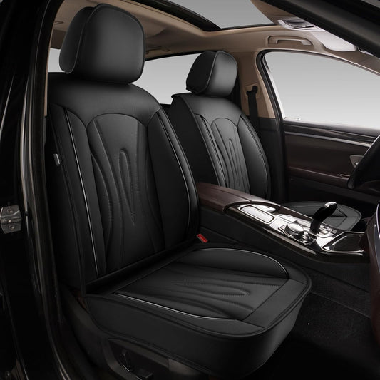 Car Seat Covers Full Set Fit for Nissan Altima 2009-2025,Waterproof Laux Leather Seat Protectors for 5-Seat Vehicles(Black)