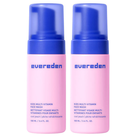 Evereden Kids Face Wash: Cool Peach, 3.4 fl oz. | Gentle Skin Care | Non-toxic and Clean Ingredients | Multi-Vitamin Skin Care for Kids | Pack of 2