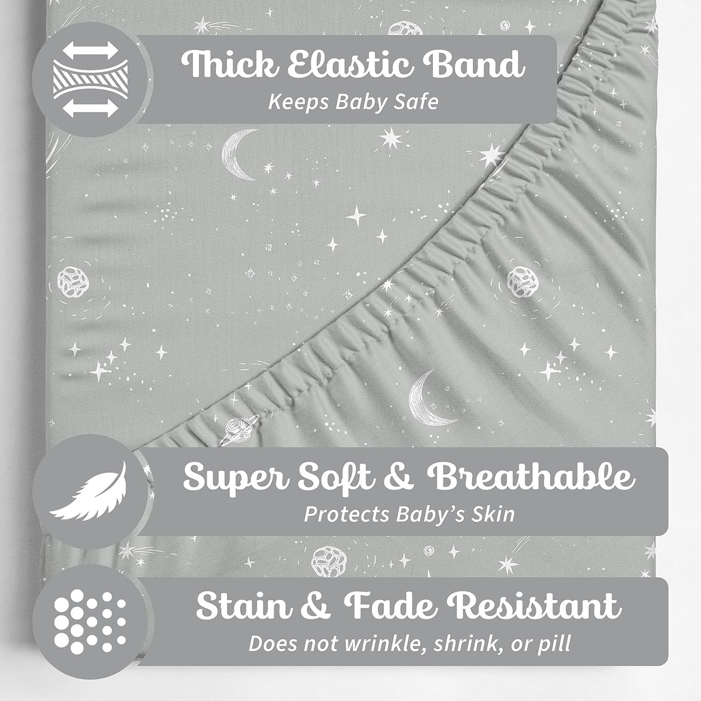 Baby Changing Pad Cover 2-Pack for Boys, Girls (Galaxy, Moon and Stars) - Premium Fitted Sheets Baby Diaper Changing Table Cover - Buttery Soft Cotton Blend