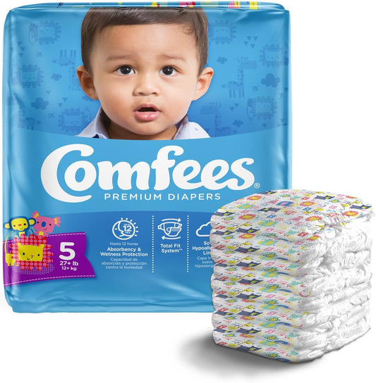 Comfees Premium Baby Diapers with Total Fit System for Boys & Girls, Size 5, 27Count, CMF-5
