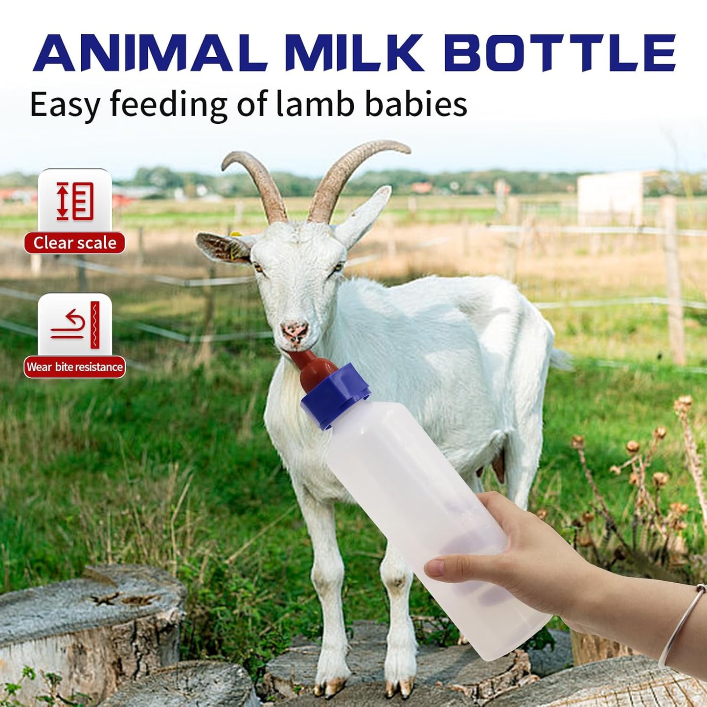 2PCS 500ml Calf Nursing Feeder Bottle with Rubber Nipple Milk Feeder Feeding Bottles,Farm Goat Calf Sheep Milk Feeder Livestock Tools (500ml 2pcs)