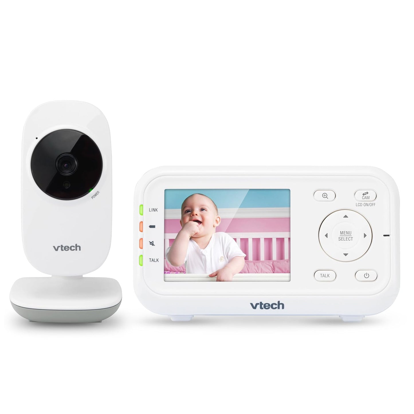 VTech VM3252 Video Baby Monitor with 1000ft Long Range, Auto Night Vision, 2.8” Screen, 2-Way Audio Talk, Temperature Sensor, Lullabies