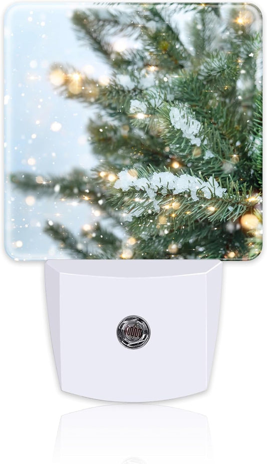 Winter Snow Pine Tree Night Light, Glitter Christmas Tree Dusk to Dawn Night Light Plug in, 0.5w Energy Saving Sleep Friendly NightLight for Kids Boys Girls Home Decor
