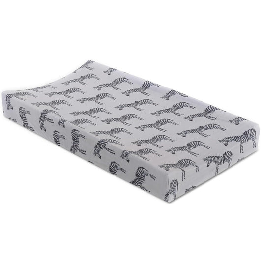Oilo Changing Pad Cover, Breathable 100% Turkish Cotton Fitted Jersey, 300 Thread Count, Machine Washable, Fits Standard Changing Pads (32" x 16"), Girl, Boy, & Neutral Nursery Design, Gray Zebra