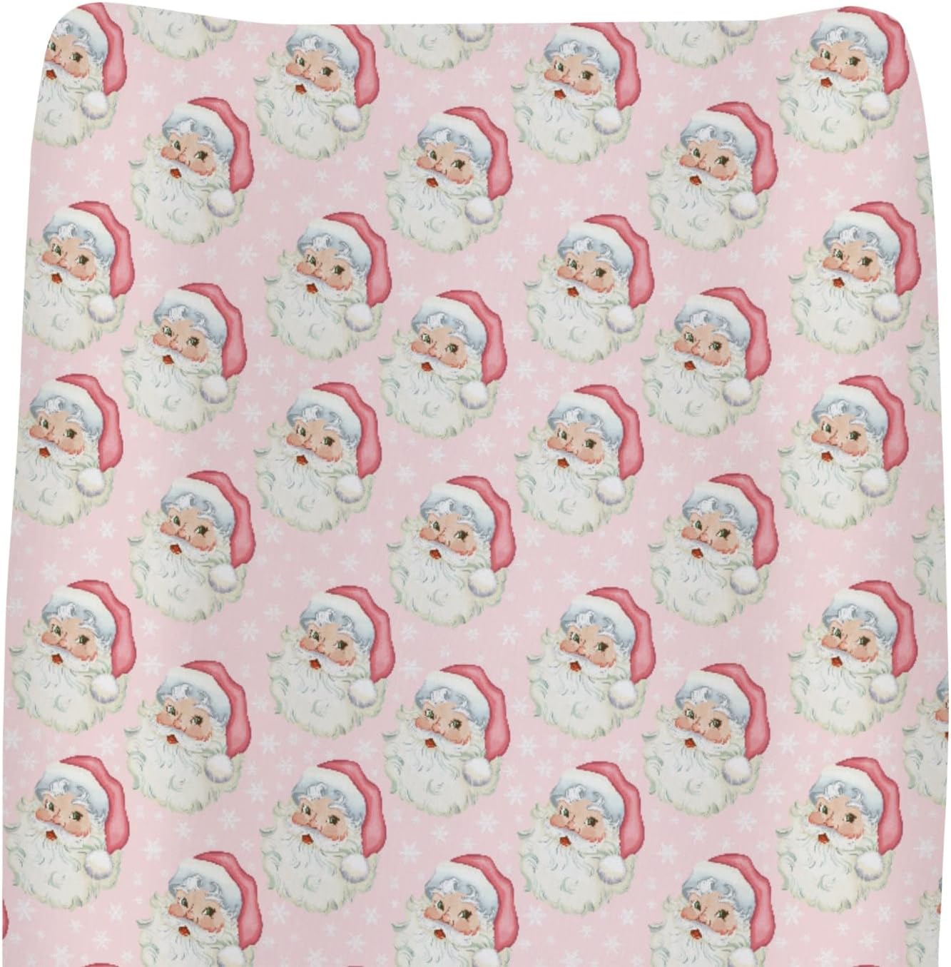 Vintage Christmas Santa Claus Snowflakes Baby Changing Pad Covers for Boys Girls Pink Santa Fitted Changing Table Cover Mats Winter Holiday Festive Soft Diaper Change Table Cover Sheets 32''×16''