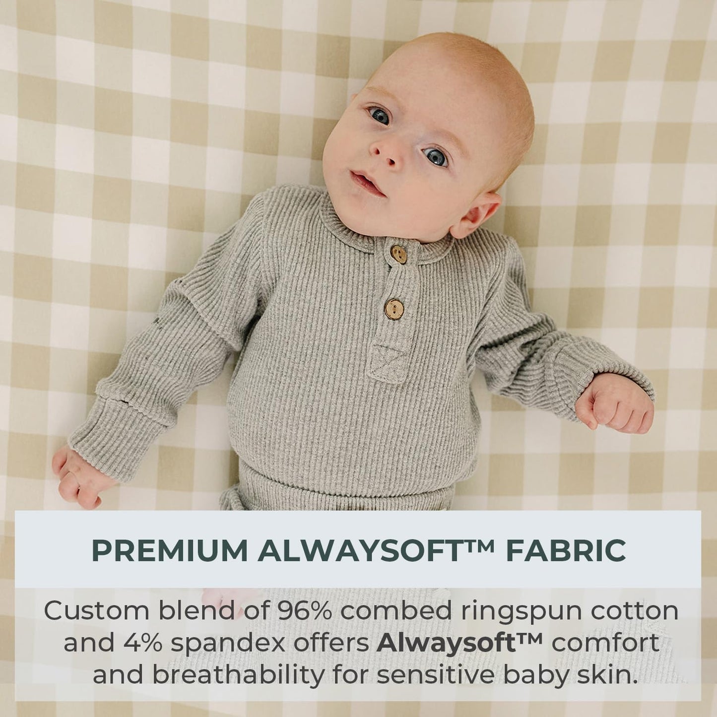 Pobibaby – 2 Pack Pack N Play Sheets and Mini Crib Sheets, Premium Fitted Pack N Play Sheets for Standard Playards and Mini Cribs – Ultra-Soft Jersey Knit, Safe and Snug for Baby (Gingham Khaki)