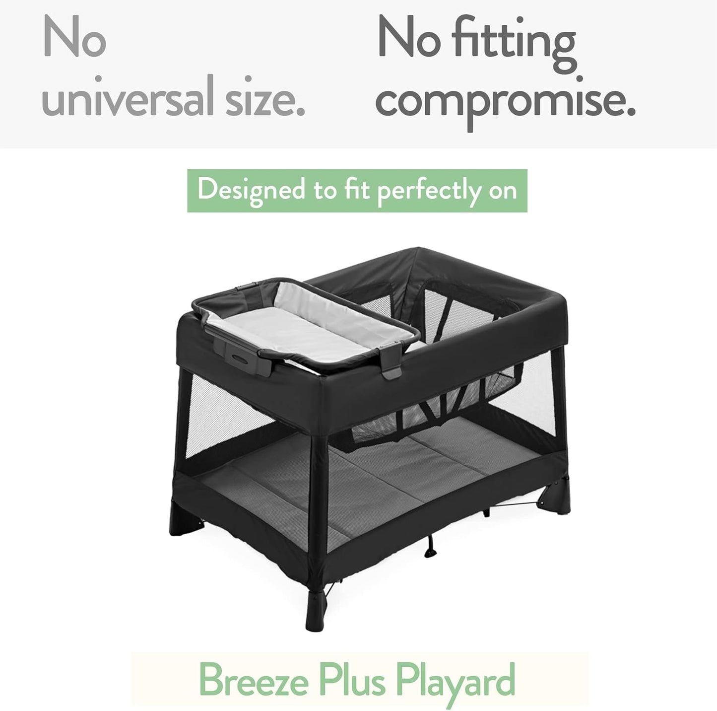 Joey + Joan Pack and Play Sheets Fitted – Compatible with 4moms Breeze Plus Playard & Breeze Go Playard – Fits Up to 30 x 43 Inch Mattress Without Bunching – Grey, Green