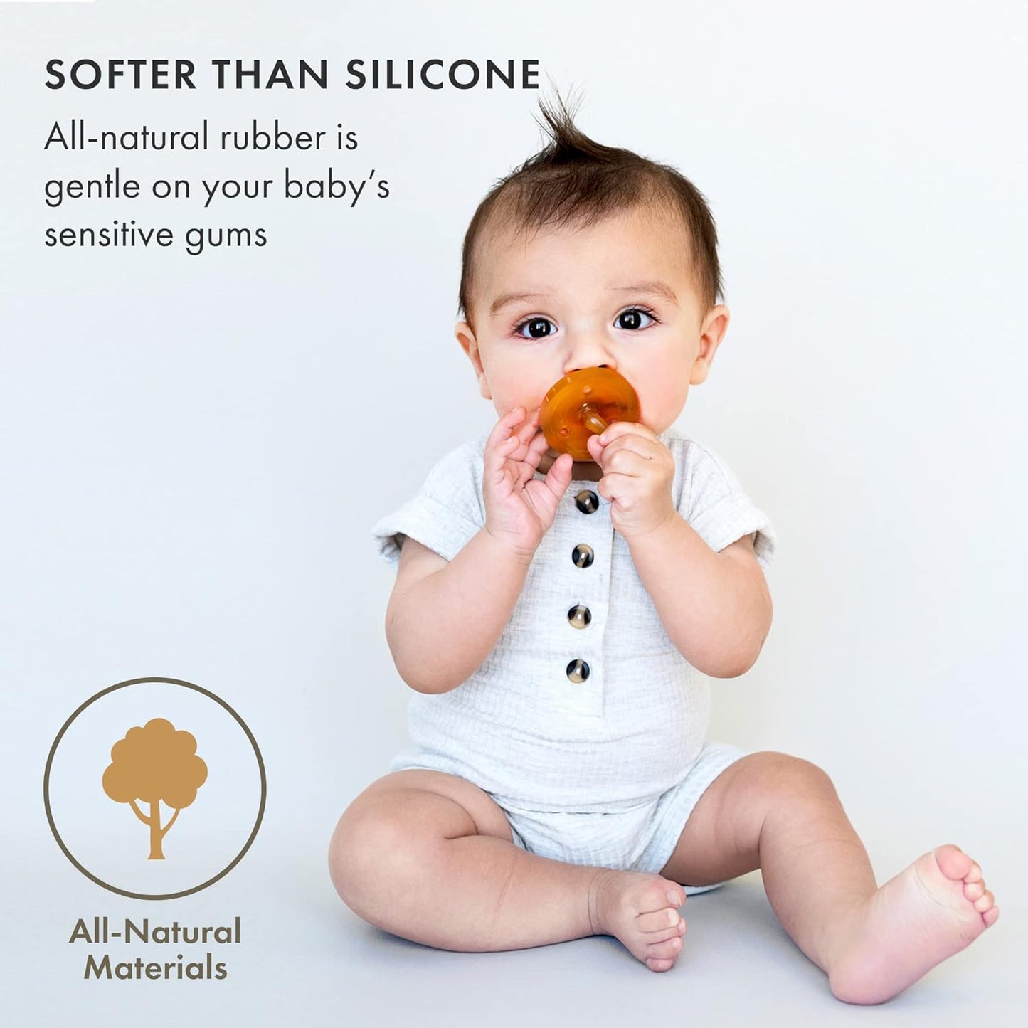 Natursutten Pacifiers 0-6 Months - 1-Pack Original Shield Round Nipple Natural Rubber Safe & Soft BPA-Free for Breastfeeding Babies - Newborn Pacifiers Made in Italy