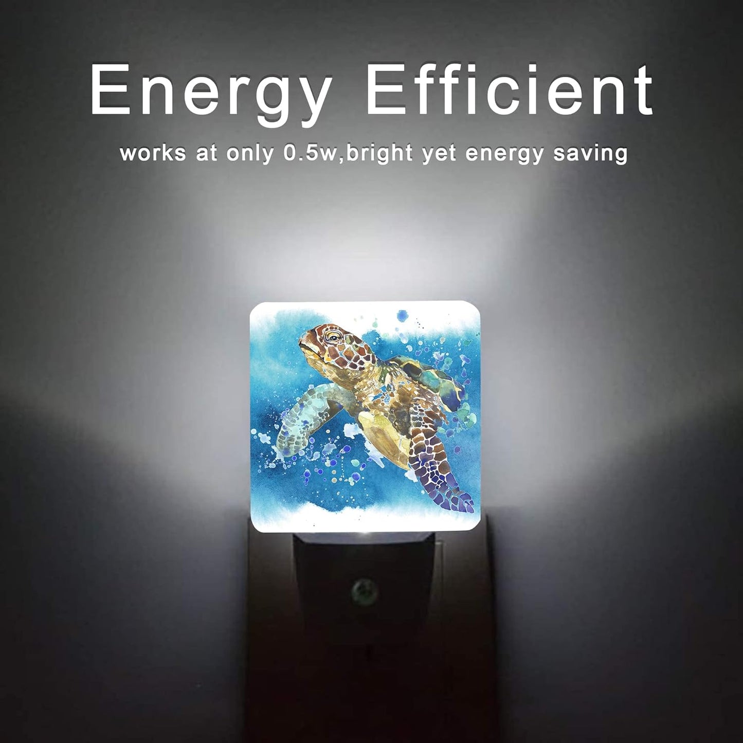 Turtle Night Light,Watercolor Sea Turtle Night Lights 0.5W Sleep Friendly for Boys Girls Led Night Light Dusk to Dawn Sensor Nightlight for Stairway/Hallway/Kitchen
