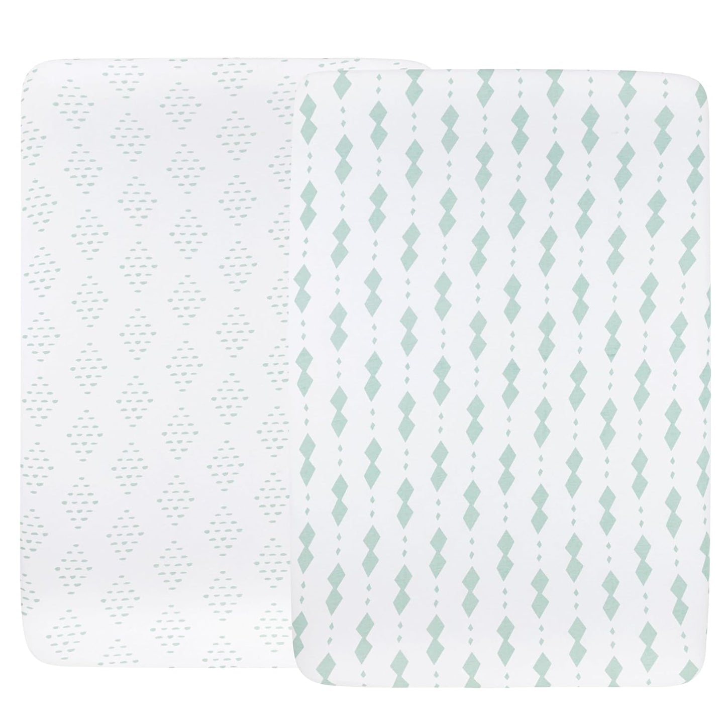 Ely’s & Co. Crib Sheets, Baby Boy/Girl Fitted Crib Mattress Sheet Set, 2 Pack, 100% Jersey Knit Cotton, Infant and Toddler Nursery Bedding, Grey Sage Diamond, 28” x 52”