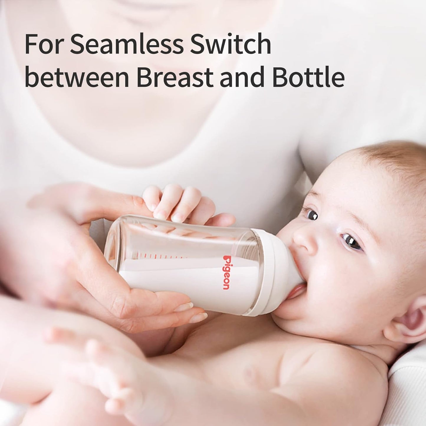 Pigeon Silicone Nipple (L) with Latch-On Line, Natural Feel, 6+ Months, 4 Counts